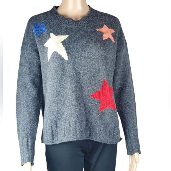 Madewell Charcoal Gray Merino Wool Star Sweater - Picture 2 of 7